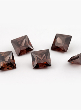 3x3mm--10x10mm 5A 正方形直角 咖啡色锆石 梧州人造宝石 首饰DIY