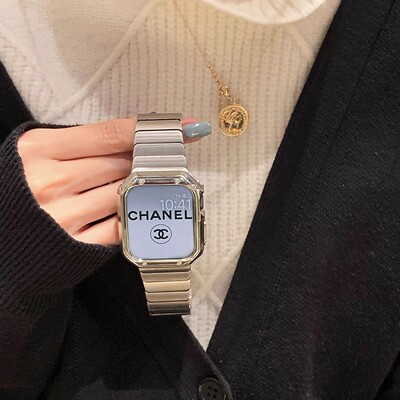 高级感不锈钢金属iWatch11表带女