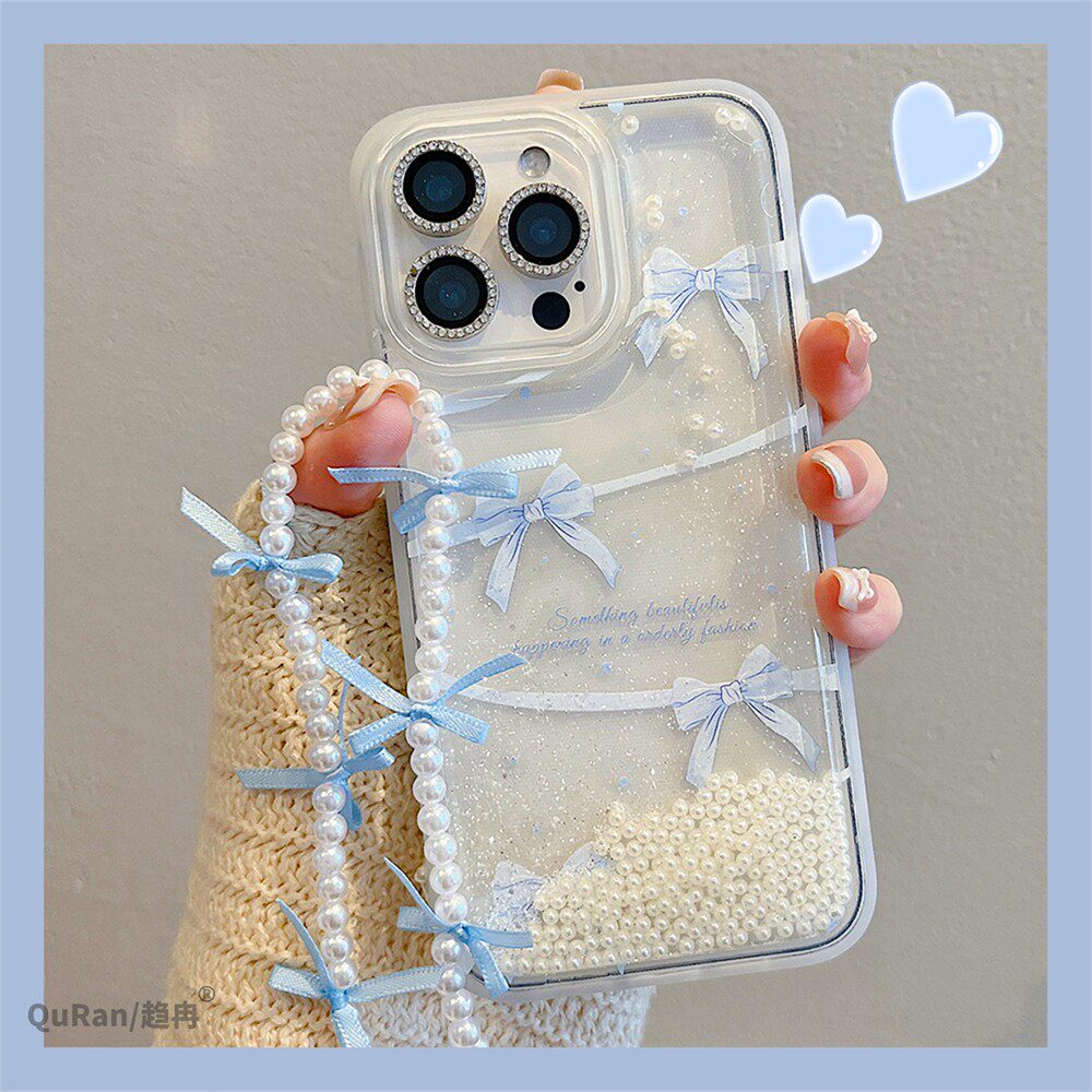日韩ins风珍珠流沙适用苹果16promax手机壳15pro小香风iphone14/13pro高级感创意华为mate70pro带挂绳保护套