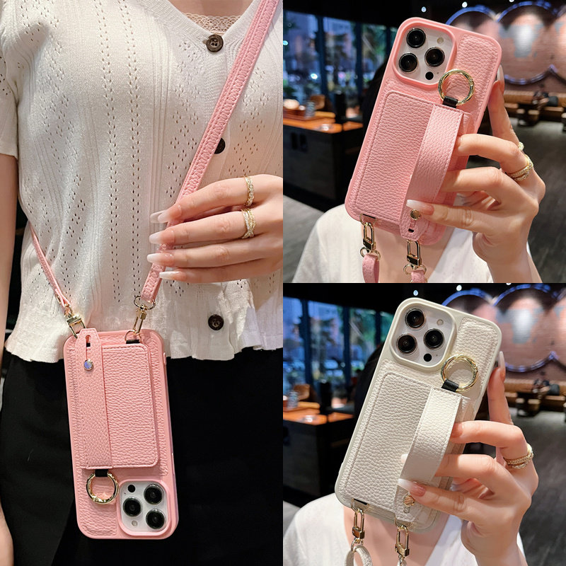 皮质零钱卡包斜挎带挂绳适用苹果17promax手机壳16plus高级感iphone15/14/13/12pro高级感xsmax/xr防摔保护套