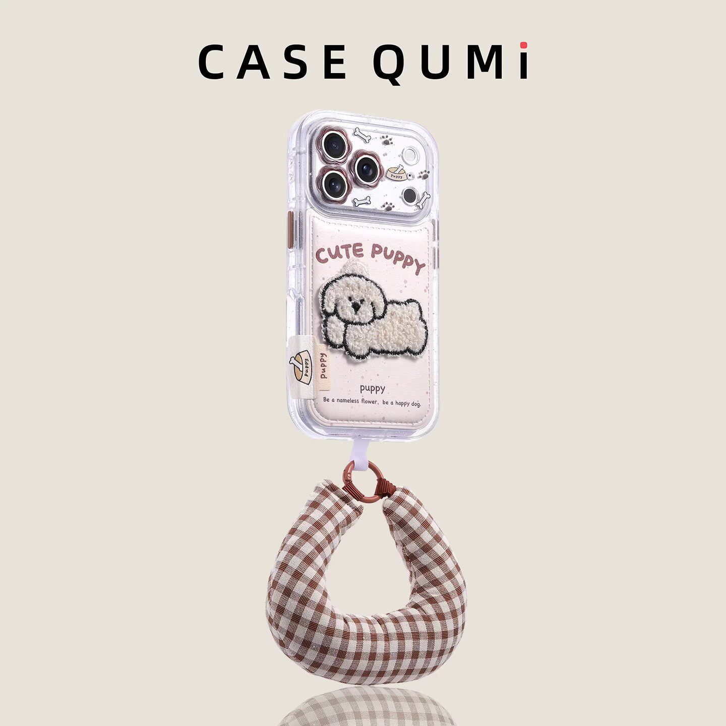 花镜皮纹泼墨狗带腕带适用苹果17promax手机壳16pro女带挂绳iPhone15/14Pro高级感17pm创意全包13防摔保护套