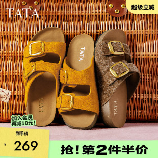 女棕色勃肯鞋 女2025夏新7GN15BT5 女外穿沙滩凉鞋 TATA他她复古拖鞋