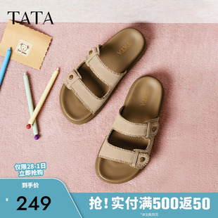 新款 TATA他她复古勃肯拖鞋 2025夏季 女鞋 CU801BT5 外穿厚底休闲凉鞋