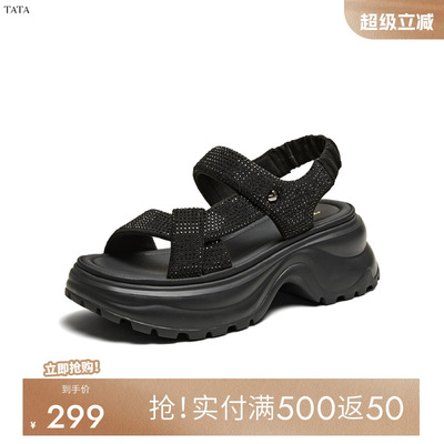 TATA/他她2025夏商场同款简约百搭女休闲凉鞋新款7G304BL5