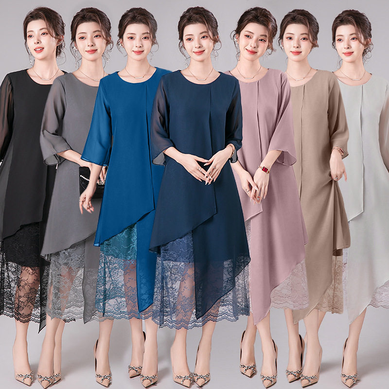 大码雪纺连衣裙2026冬装新款显瘦遮腹胖mm洋气减龄宴会潮流礼服