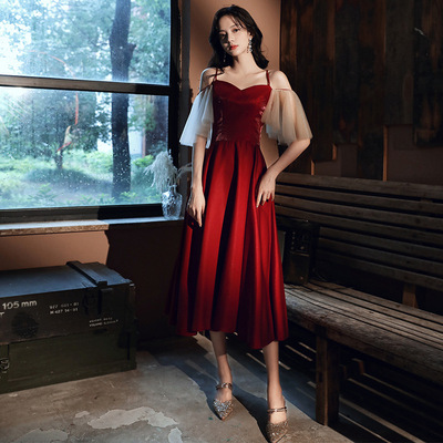 敬酒服新娘2025新款孕妇红色小个子晚礼服回门订婚连衣裙平时可穿