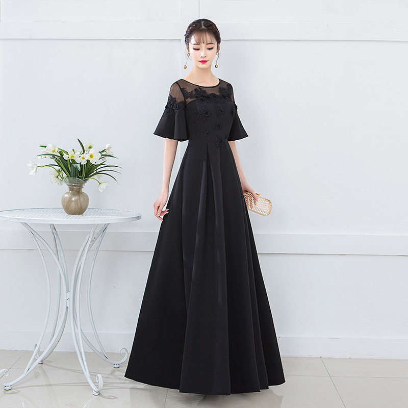 黑色晚礼服女2026新款宴会晚会气质孕妇大码胖mm长款显瘦连衣裙秋