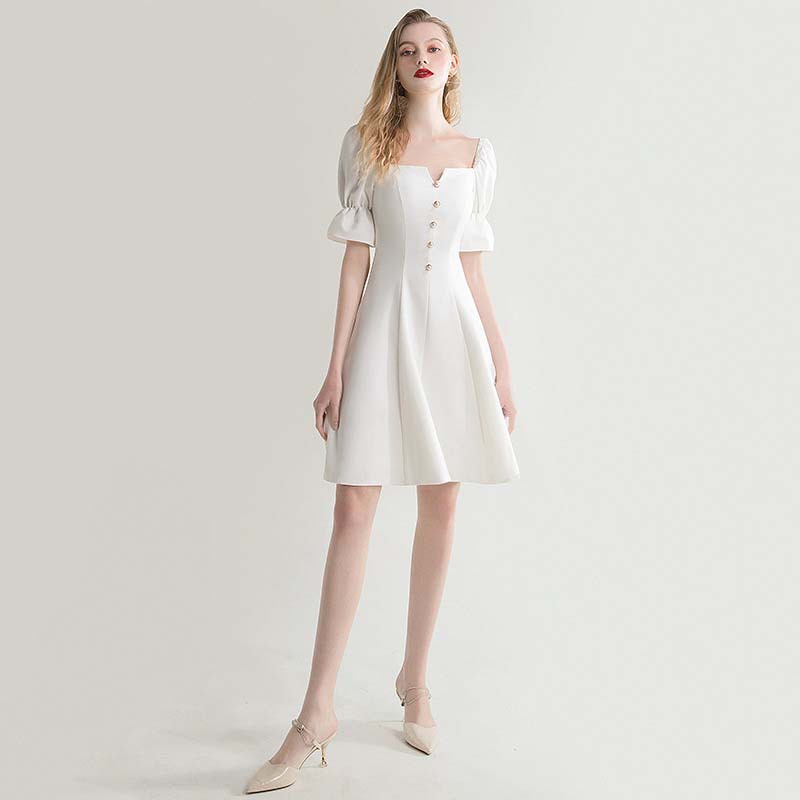 白色小晚礼服裙女2025新款法式平时可穿聚会宴会气质连衣裙小个子