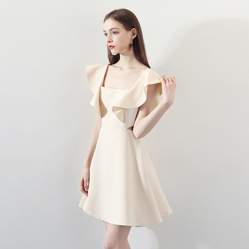 香槟色小晚礼服女2026新款洋装生日派对连衣裙短款伴娘团礼服显瘦
