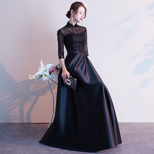 中式晚礼服2026新款冬季宴会中国风礼仪颁奖典礼旗袍女主持人长款