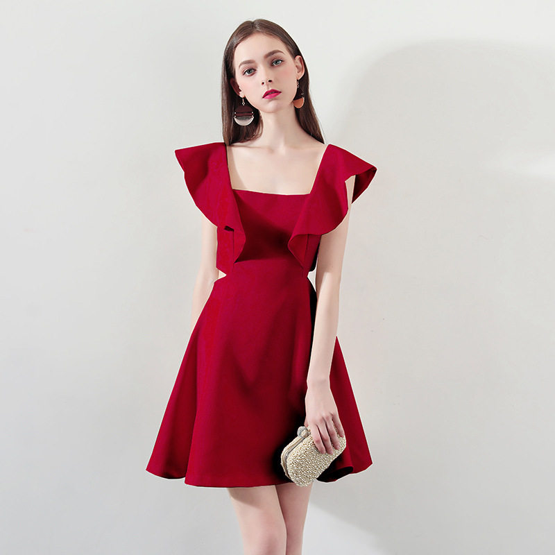 敬酒服新娘2026新款结婚订婚红色小晚礼服回门连衣裙短款显瘦法式图片