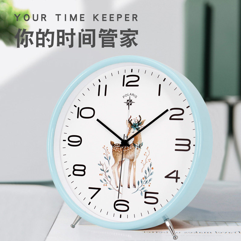 闹钟简约北欧风格台式时钟桌面钟表摆件现代个性创意客厅台钟座钟