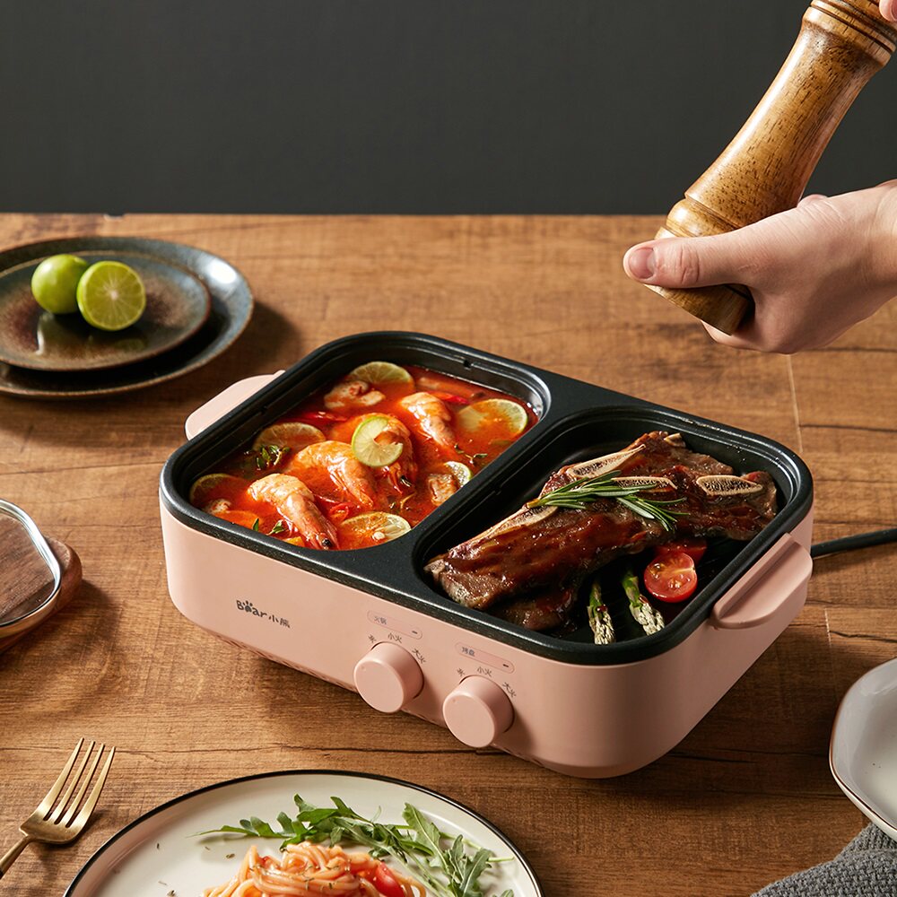 Little Bear household barbecue grill smokeless small-scale Grilled multi-function Hot Pot barbecue Cooker onein the Kitchen Appliances , multi-function Cooking pot category - from Buy2taobao.com to provide professional Taobao agent buy service