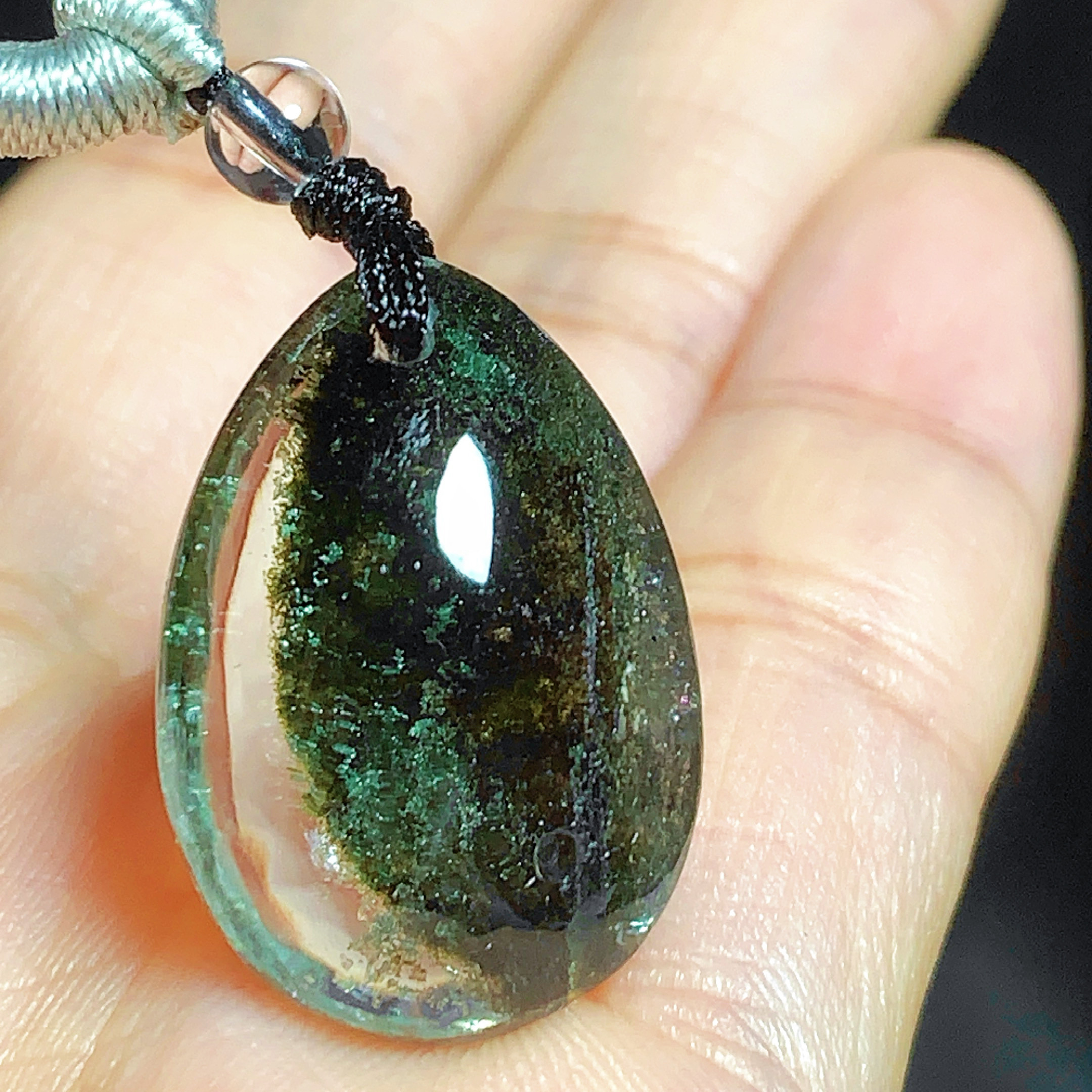 东海水晶天然绿幽灵吊坠男女款项链简约时尚百搭吊坠节日礼物挂坠