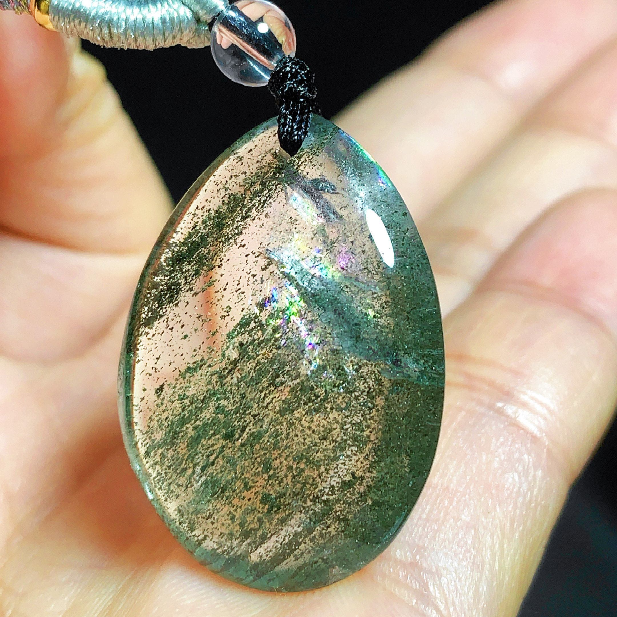 东海水晶天然绿幽灵吊坠男女款项链简约时尚百搭吊坠节日礼物挂坠