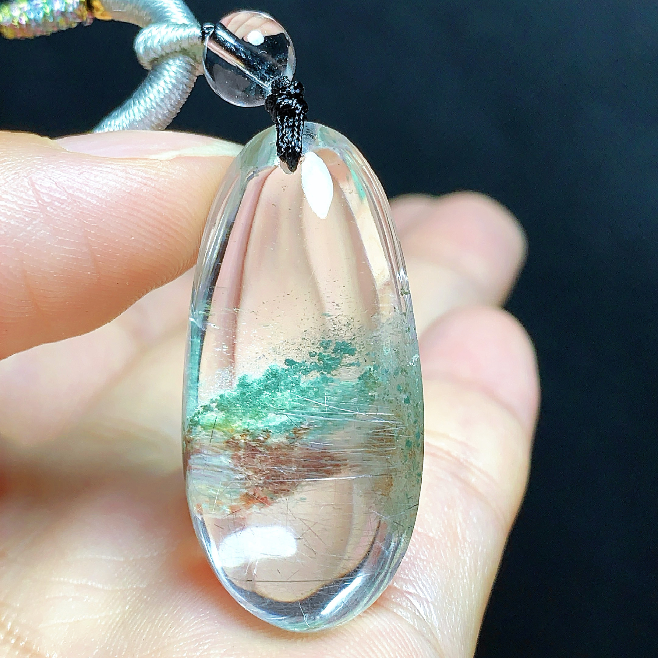 东海水晶天然绿幽灵水滴吊坠男女款项链简约时尚百搭节日礼物挂坠