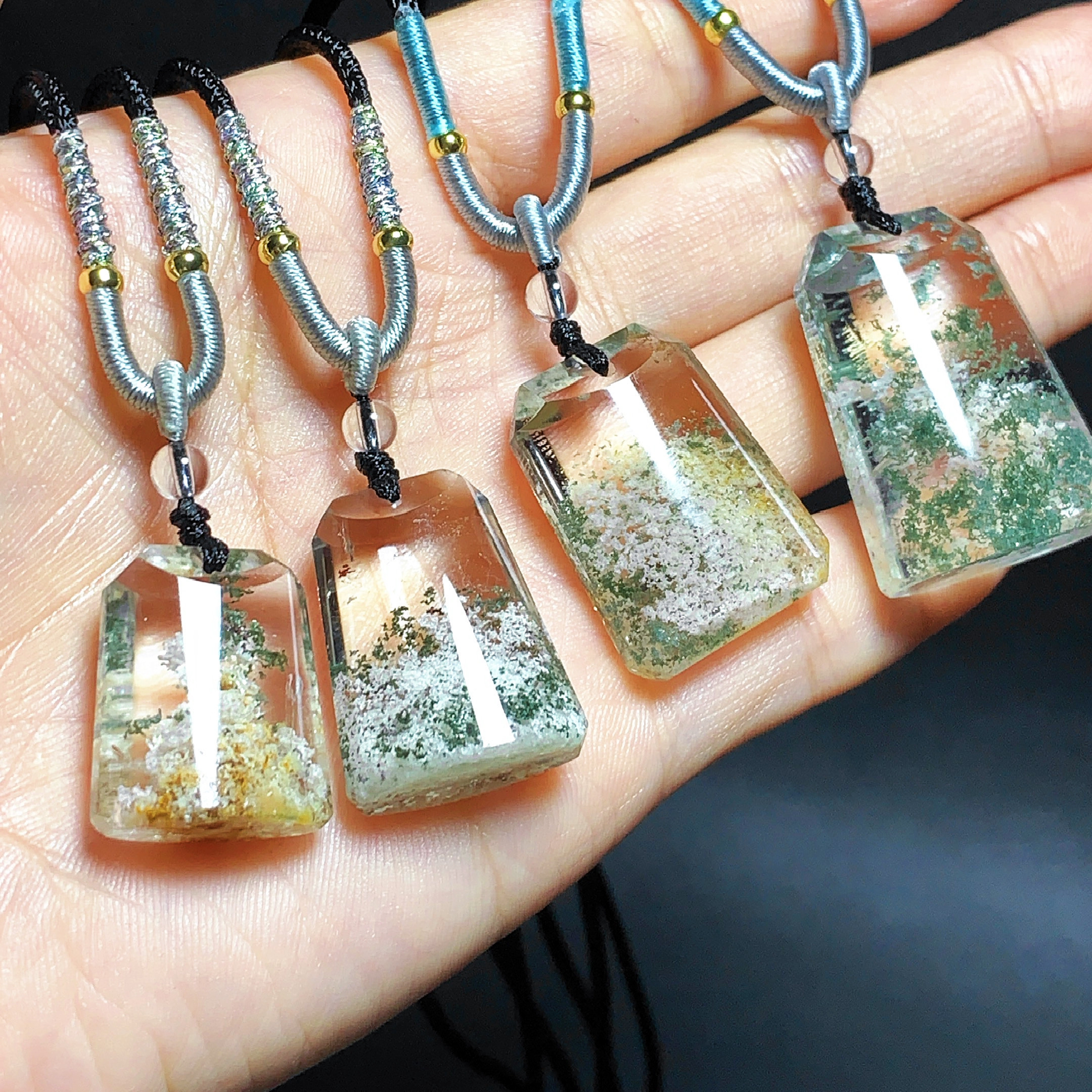 东海天然水晶四季绿幽灵吊坠饰品