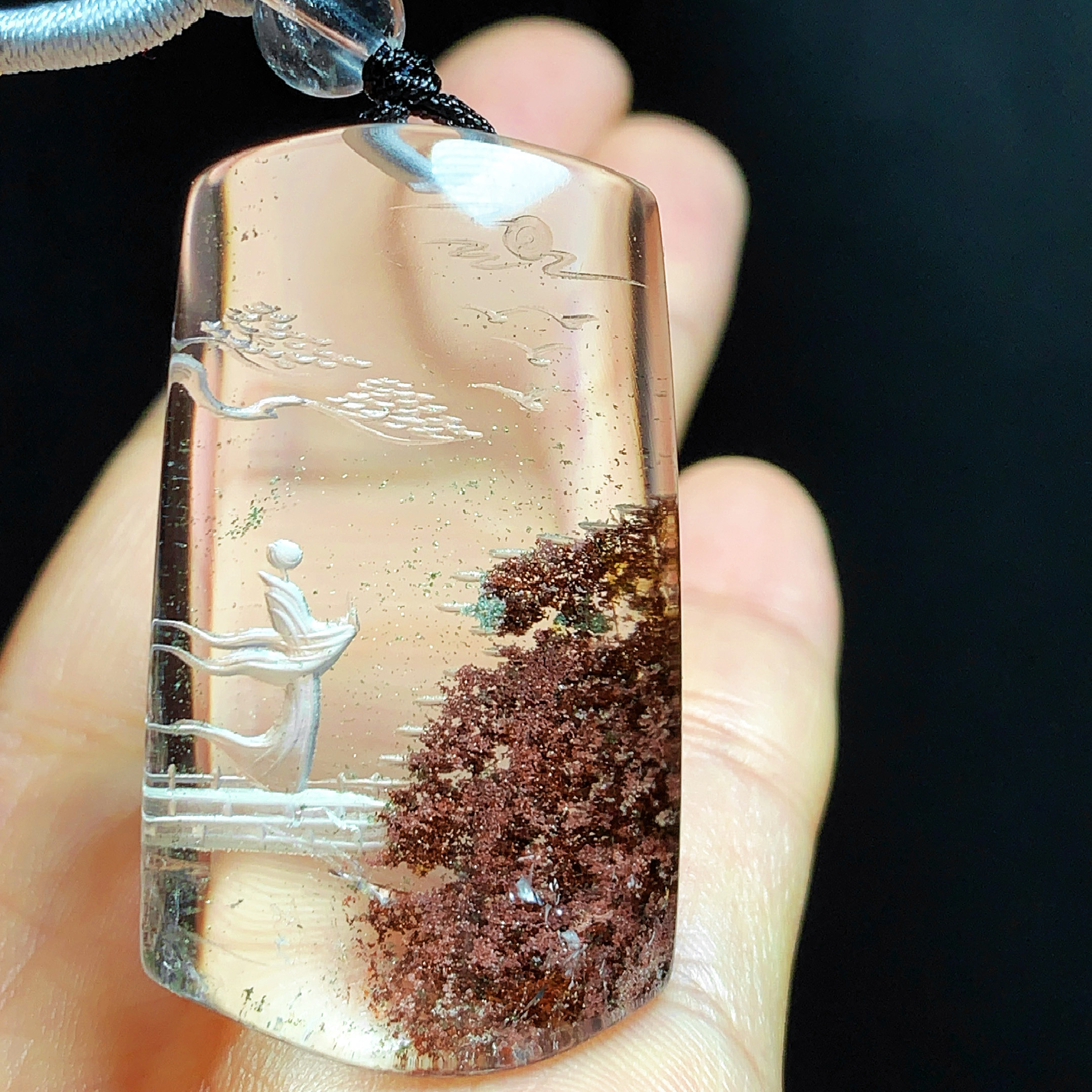 东海水晶天然雕刻红幽灵吊坠男女款项链百搭无事牌吊坠毛衣链饰品,饰品/流行首饰/时尚饰品新,颈饰,淘宝优惠券,粉丝福利购,淘宝优惠卷