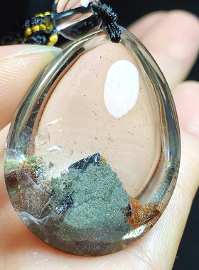 东海水晶天然金字塔绿幽灵水滴吊坠男女款项链坠简约时尚百搭礼物