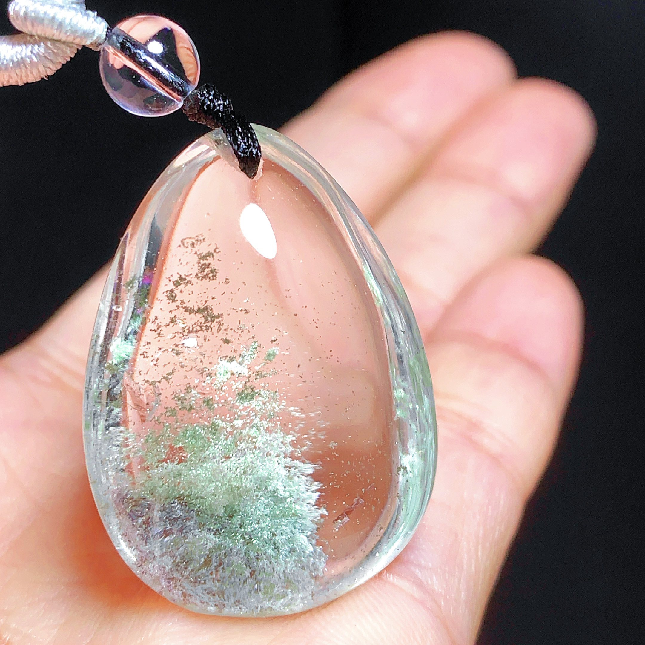 东海水晶天然绿幽灵吊坠男女款项链简约时尚百搭吊坠节日礼物挂坠