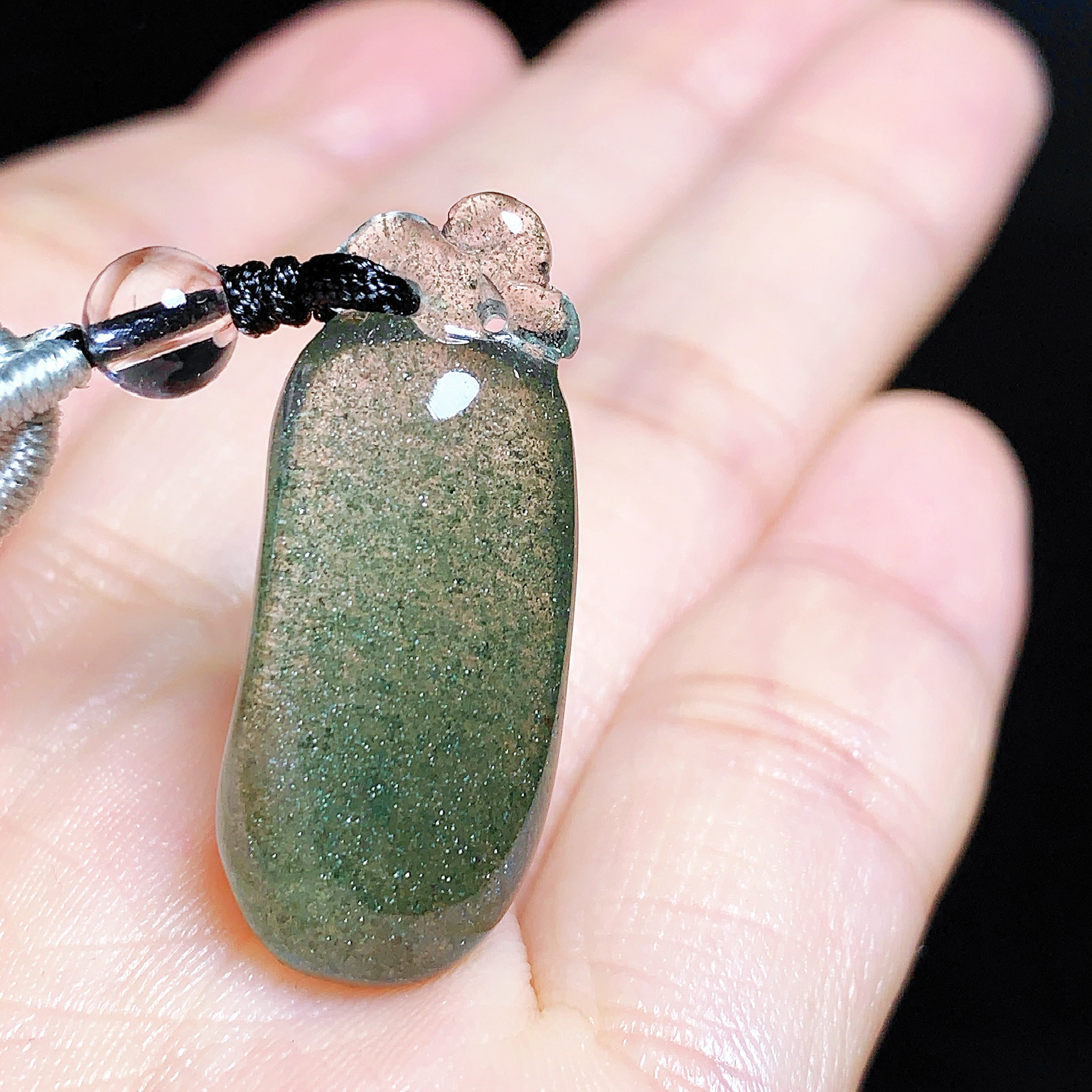 东海水晶天然雕如意绿幽灵吊坠男女款项链百搭吊坠节日礼物毛衣链