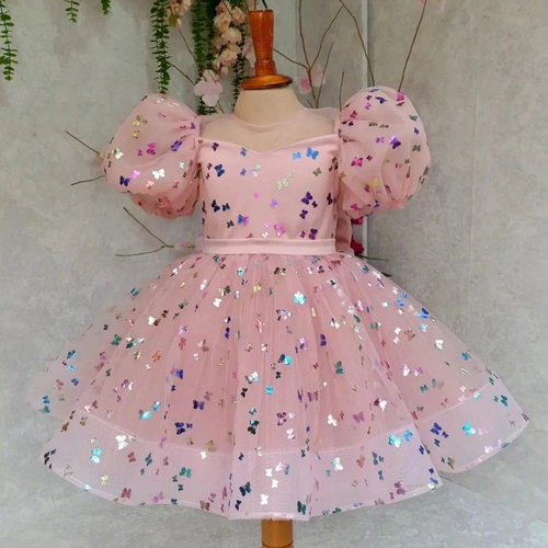 princess dress儿童礼服跨境中小童蝴蝶结蓬蓬裙一周岁礼服女
