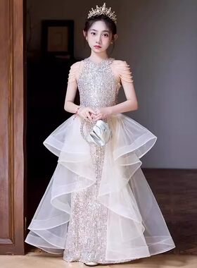 女童礼服轻奢小众鱼尾公主裙感主持人儿童钢琴演出服