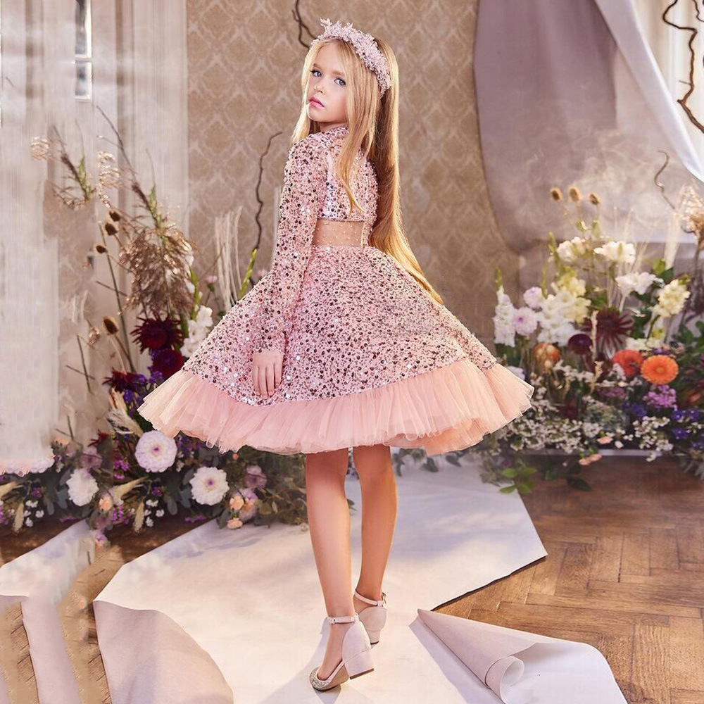 长袖公主外贸表演服宫廷宝宝生日钢琴演出服主持人模特走秀晚礼服