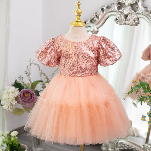 Christmas Baby Dress周岁礼服宝宝亮片舞会演出服生日蓬蓬公主裙
