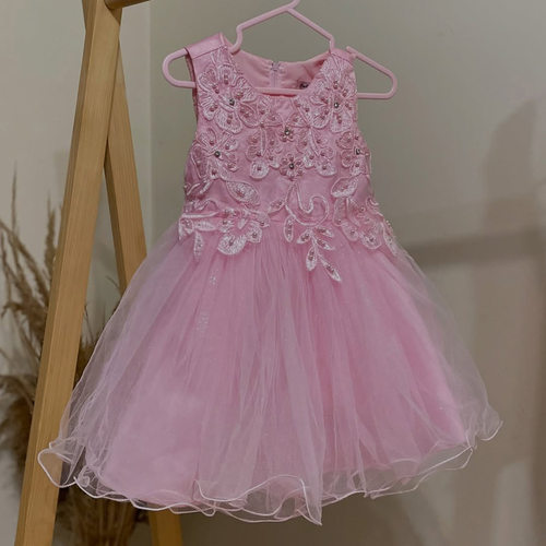 一周岁礼服女宝宝公主裙粉色网纱裙蝴蝶结女童礼服princess dress