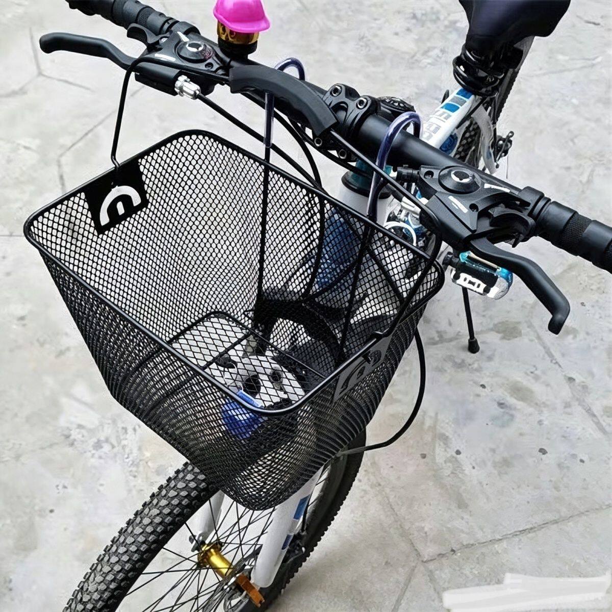 山地车前篮儿童单车筐小轮自行车挂篮公路车篓赛车金属挂钩筐免装