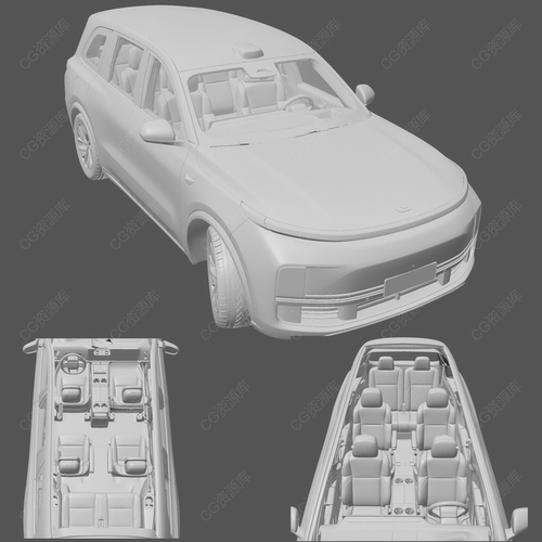 理想L9汽车模型 3Dmax C4D 犀牛Rhino blender CAD高精度带内饰