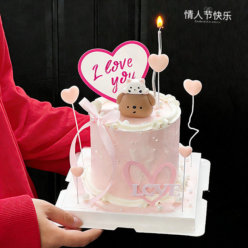 214情人节蛋糕装饰情侣叠叠乐小熊摆件爱心love亚克力插牌插件,节庆用品/礼品,节日装扮用品,淘宝优惠券,粉丝福利购,淘宝优惠卷