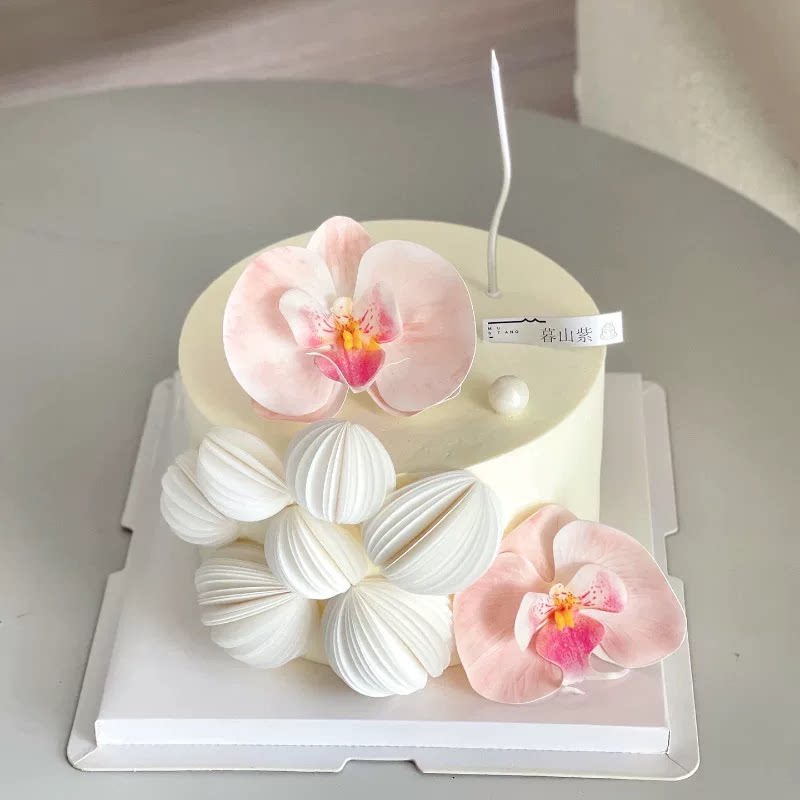 网红威化纸糯米纸蛋糕装饰立体圆形切圆蝴蝶兰仙女生日烘焙插件