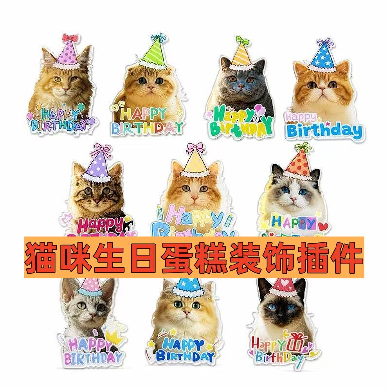 宠物猫咪狗狗过生日罐头蛋糕生日快乐装饰插件生日场景布置装饰
