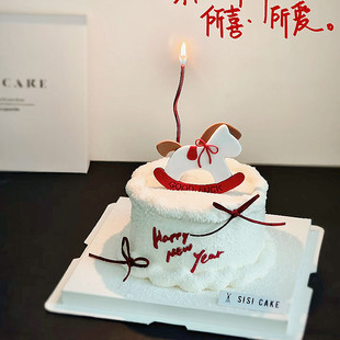 2026新年蛋糕装饰摆件网红摇摇马亚克力插件马年春节除夕烘焙插牌