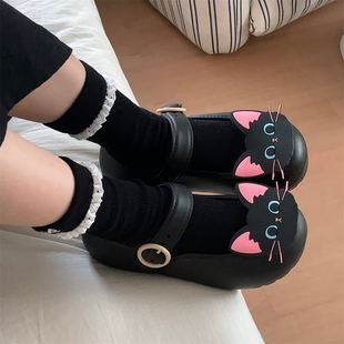 卡通可爱小猫lo玛丽珍软厚底凉鞋 女士 夏季 度假外穿防滑芭蕾舞单鞋