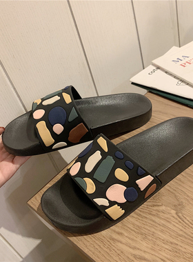 拖鞋女夏情侣外穿时尚撞色学生休闲防滑居家用洗澡软底凉拖鞋男