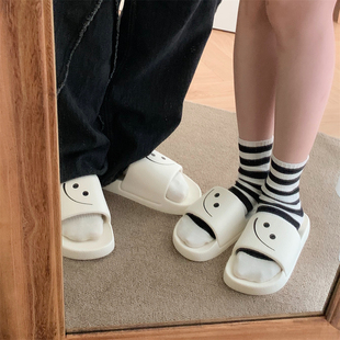 男女夏季网红可爱笑脸室内一字拖鞋软厚底防滑休闲情侣百搭凉拖鞋