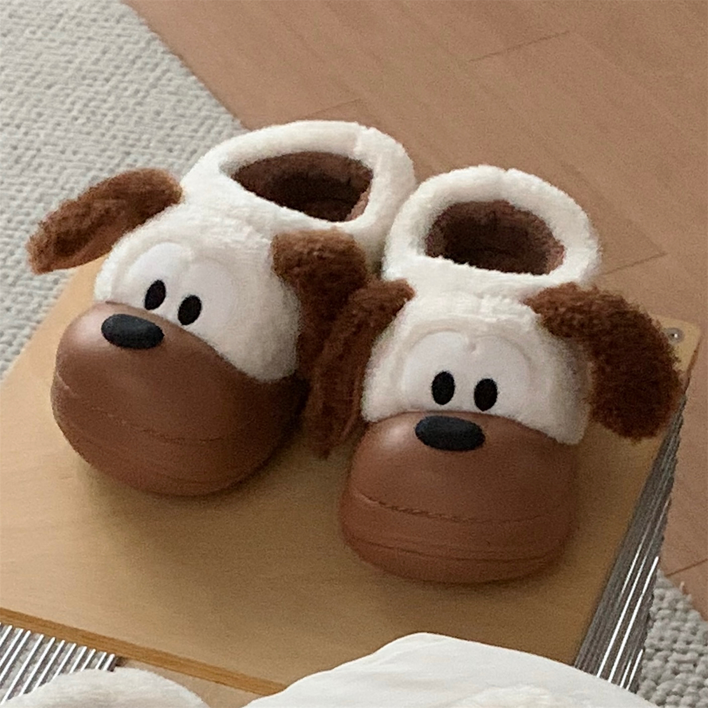 细细条趣味狗狗懒人棉拖鞋女