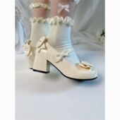 日系少女原创Lolita高跟鞋 茶会千金优雅圆头全皮中跟洛丽塔小皮鞋