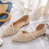 浅口尖头平底侧空仙女晚晚风温柔气质工作单鞋 2024年春夏季 新款 女