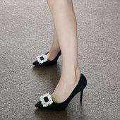 高跟鞋 女细跟黑色2024年春秋季 新款 法式 气质百搭尖头性感水钻单鞋