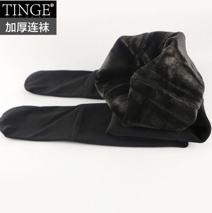 冬女保暖裤加绒加厚锦纶打底裤光滑面料连袜裤高密瘦身400克肤色