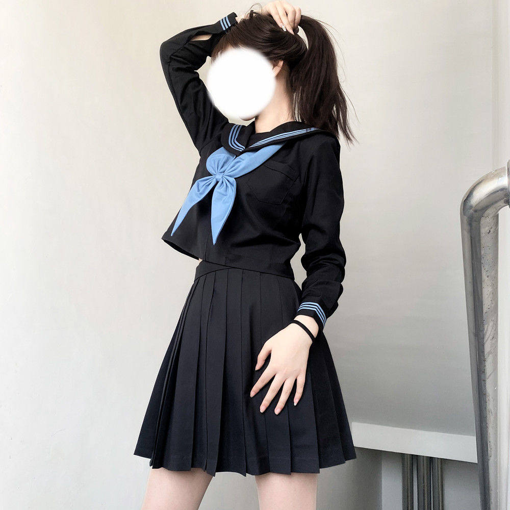【神北JK】原创正统jk制服中间服日系暗黑蓝三本基础款水手服套装
