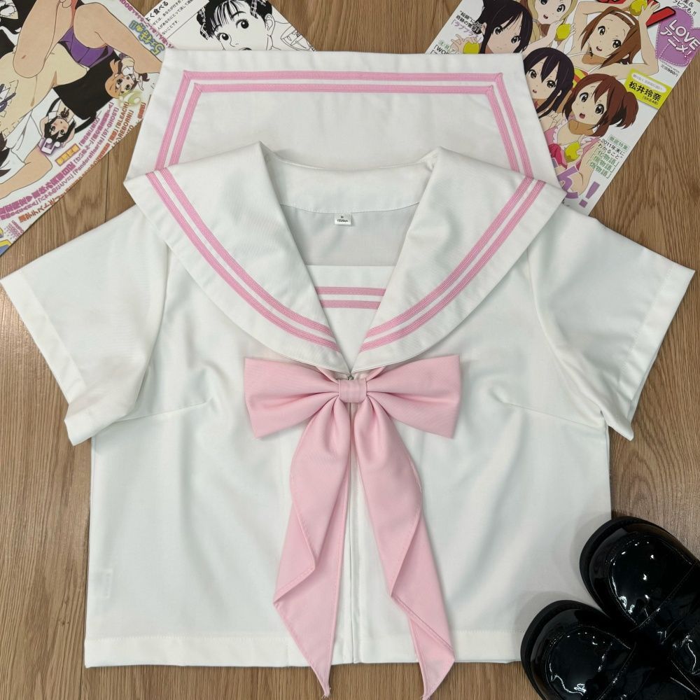 知半城正版jk制服粉色二本长袖学院风中间服日系少女水手服百褶裙