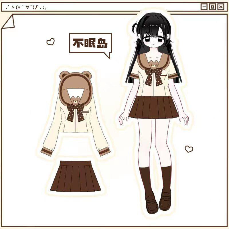 不眠岛JK原创【搞怪熊】日系软妹水手服正统一本jk制服可爱套装女