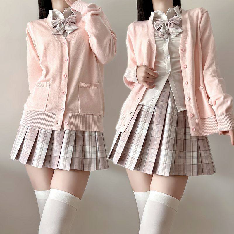 宇宙光环原创正版jk制服套装学生学院甜美开衫长袖衬衫毛衣格裙
