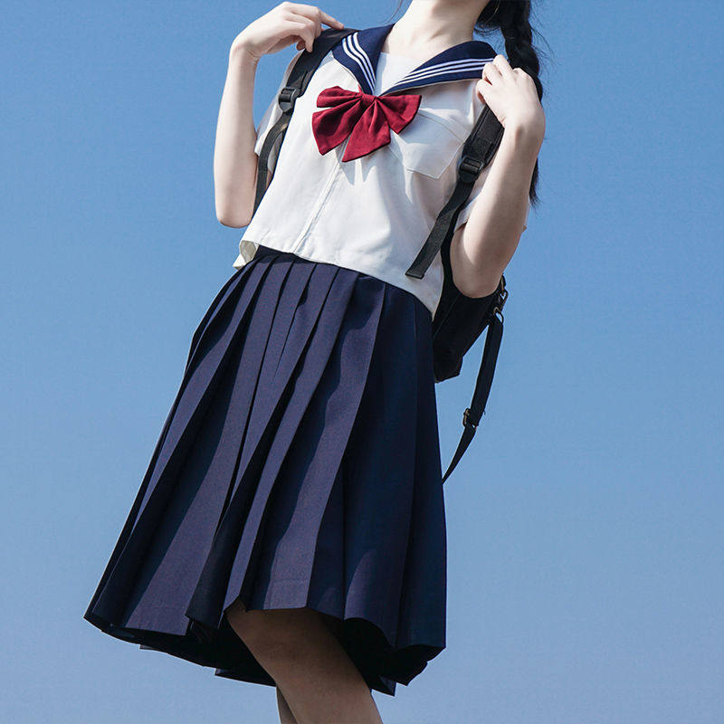 【山川】jk制服裙正版套装不良长裙绀领白三本基础款水手服秋季