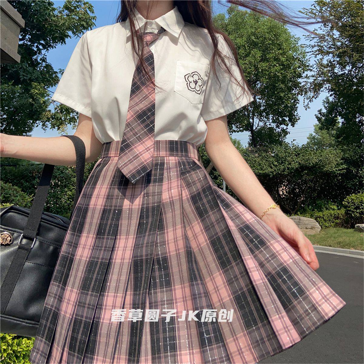 【霉霉黑巧】香草圆子原创正版JK制服格裙银线款日系学生校服短裙